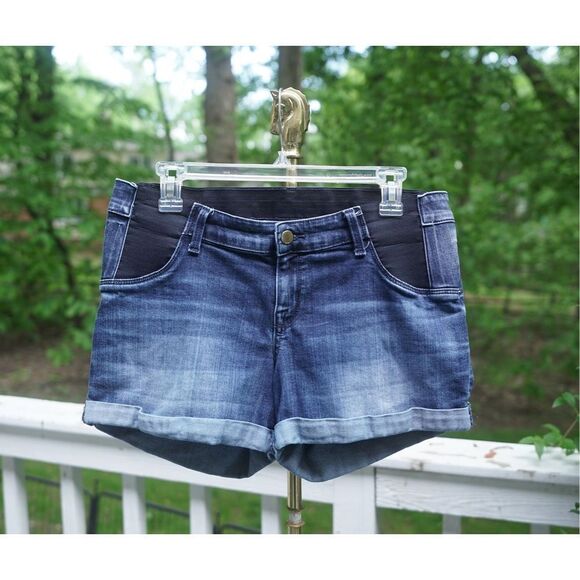 Liz Lange Maternity Midi Denim Rolled Hem Shorts - Picture 1 of 6
